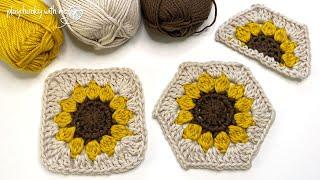 Simple Sunflower Granny Square AND Hexagon  