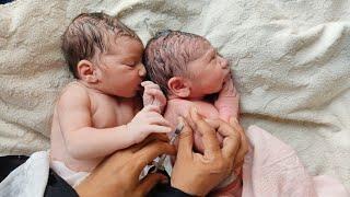 Cutest Twins Newborn babies immediately after birth with getting vaccine #viral