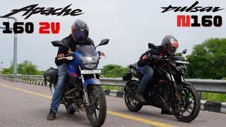 Apache 160 Vs Pulsar N160 Drag Race  //  Pulsar N160 Vs Apache 160 2V Bike Race 