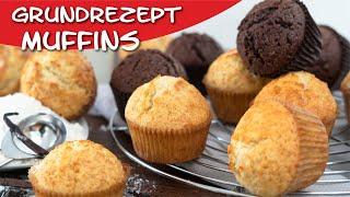 Muffins Grundrezept - fluffig und so einfach! Saftige Muffins backen: Vanille & Schoko