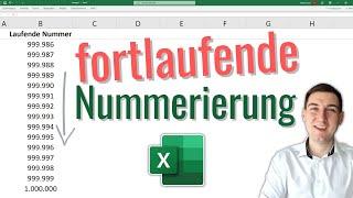 Excel Fortlaufende Nummerierung bis 1.000.000+ !  1️⃣ 2️⃣ 3️⃣ [fortlaufend ausfüllen] #Shorts