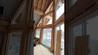 Wiring and insulating the roof. Alaska log home build #alaska #diy #homestead #house #alaskahouse