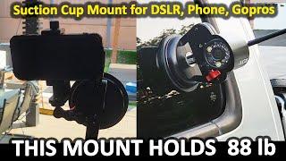 Holds 88Lbs at 100mph! Nunet heavy duty Car Suction Cup Mount for phone dslr cameras & More