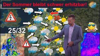 Höhepunkt Samstag, Tiefpunkt Donnerstag. Sommer schwer erhitzbar. Wettervorhersage 19.-28.07.2024.