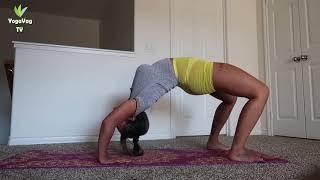 Yoga fexibility at Home With Beautiful Girl