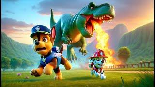 Paw Patrol Ultimate Rescue | CHASE x MARSHALL Got Chased By A Dinosaur? Very Funny Story | Rainbow 3