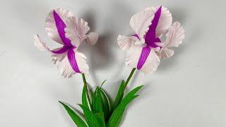 How to make beautiful Iris flowers with crepe paper/#shorts #icraftpaper #craft #paper #handmade