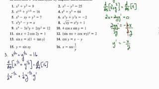 Implicit Differentiation Exercises 01