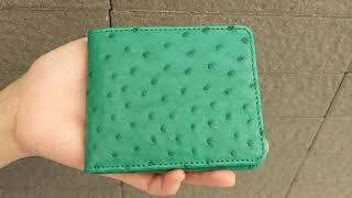 Ostrich Wallet Genuine Ostrich Skin Green