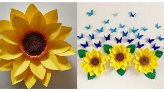 Giant Paper Sunflower DIY | Paper Sunflower Wall hanging | Room Decor ideas
