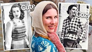 My Favorite Cozy Fall Vintage Knits & Knitting a Pixie Hooded Scarf 