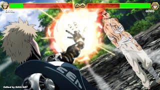 Garou vs Genos WITH HEALTHBARS | One Punch Man