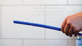 Der CleanStick mini, blaue Faser von JEMAKO: Hartnäckig gegen schwer erreichbaren Schmutz