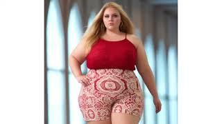 Gorgeous woman dress red fabric summer plus-size dress designs # AIFashionDesigns