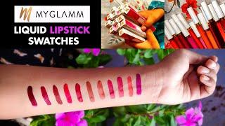 MyGlamm LIT Liquid Matte Lipsticks Swatches | 11 Shades Swatched | Get FREE Lipstick #Youtoobehappy