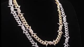 10MM White Gold Plated Iced Out Barb Wire Cuban Link Chain