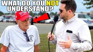 MAGA Idiot Stares Into Space as Comedian Tries to Bring Him Back to Reality