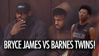 LeBron and Bronny James Watch Bryce James Battle Barnes Twins!