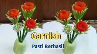 GARNISH SEDERHANA PASTI BERHASIL!! HIASAN TUMPENG DARI TIMUN DAN TOMAT// CUCUMBER AND TOMATO GARNISH