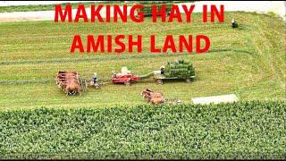 MAKING HAY in Lancaster County's AMISH and MENNONITE Land with HORSES and Tractors