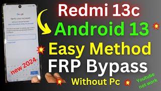 Redmi 13c HyperOs Frp Bypass/Unlock Google Account Android 13 || MIUI 14 .0.8 | Second Space Method