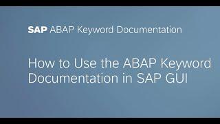 ABAP Keyword Documentation in SAP GUI