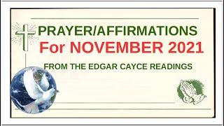 Prayer and Affirmations for NOVEMBER 2021 - Edgar Cayce