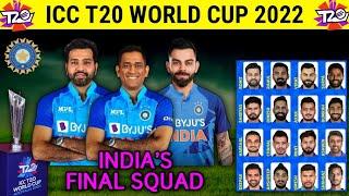 ICC T20 World Cup 2022 | Team India Final Squad | India Squad 2022 T20 World Cup