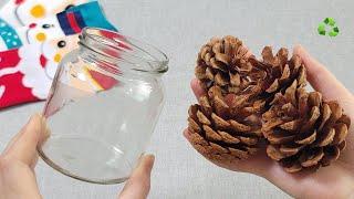 I make MANY and SELL them all! Super Genius Recycle Idea with Glass bottle and pine fruit