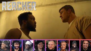 Reactors Reacting to JACK REACHER IN PRISON | Reacher 1x1 "Welcome to Margrave"