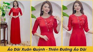  0335.992.771 Áo Dài Tây Thi Đỏ Trẻ Trung Đính Hoa A44 - Áo Dài Xuân Quỳnh