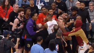 Tristan Thompson tries to fight Scottie Barnes and Raptors after the game 