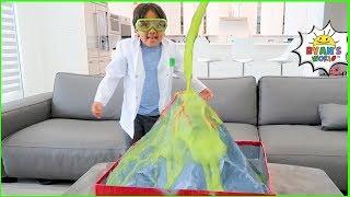 Ryan learns Easy DIY Science Experiment for Kids with how to make a homemade Volcano