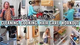 TRYING TO GET IT ALL DONE! SPEND THE DAY WITH ME | CLEANING MOTIVATION, COOKING, HAIR CARE ROUTINE