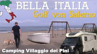 Italien: Camping am Meer Villaggio dei Pini/Stellplatz Zone Archeologica/Paestum/Kampanien