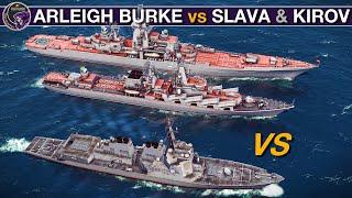 Arleigh Burke II vs Slava Cruiser & Kirov Battlecruiser | Sea Power