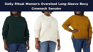 Daily Ritual Women's Oversized Long-Sleeve Boxy Crewneck Sweater