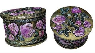 Beautiful Jewelry box with simple materials/Decoupage on cardboard