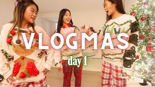 VLOGMAS DAY 1 | Ugly sweater competition, tree lighting & holiday vibes!