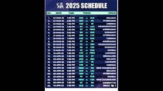 Tata Ipl 2025 Schedule Fixtures,Venues and Time table #Shorts#cricket # ipl 2025