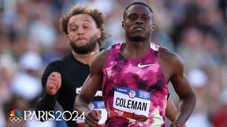 Christian Coleman BLASTS through competition in 100m heat at Olympic Trials qualifiers | NBC Sports