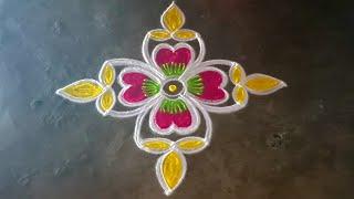 Karthigai flowervilakkukolam/color rangoli/margazhi easymuggulu/deebam muggulu/gokulramya kolangal