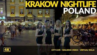 4K Krakow nightlife️  Walking Tour - Old Town