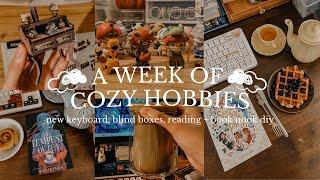 a week of cozy hobbies ️ reading, blind boxes, new keyboard, and a book nook diy 