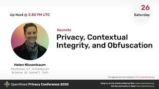 OM PriCon2020: Privacy, Contextual Integrity, and Obfuscation - Helen Nissenbaum