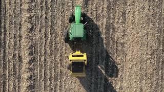 Combining Dry Corn and Baling Corn Stalk Bales