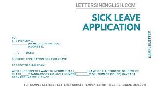 Sick Leave Application - Write Sick Leave Application to School Principal | Sample Letter