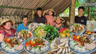 Bún Mọc Sườn Heo, Chả Lụa | Bữa Ăn Sáng Gia Đình Quê Ăn Mừng Nhà Mới || Moc noodles