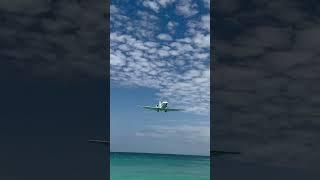 Airplane Landing over Maho Beach St Maarten #st maarten #maho beach #airplane beach #NCL Viva