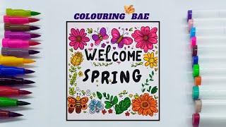 Marker colouring and shading spring season arrival with cool background music